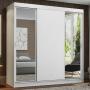 CLÓSET MDP CORREDIZA 205 X 180 X 54 CM BLANCO CON 2 ESPEJOS Y 4 CAJÓNES