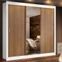 CLÓSET MDP CORREDIZA 205 X 170 X 51 CM CAFÉ CON ESPEJO Y 4 CAJÓNES