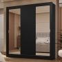 CLÓSET MDP CORREDIZA 205 X 170 X 51 CM NEGRO CON 2 ESPEJOS Y 2 CAJÓNES