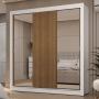 CLÓSET MDP CORREDIZO 205 X 170 X 51 CM CAFÉ Y BLANCO CON ESPEJO Y 2 CAJÓNES