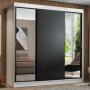 CLÓSET MDP CORREDIZO 205 X 180 X 54 CM NEGRO CON ESPEJO Y 4 CAJÓNES