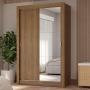 CLÓSET MDP CORREDIZO 205 X 117 X 51 CM CAFÉ CON ESPEJO Y 4 CAJÓNES