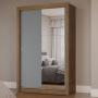 CLÓSET MDP CORREDIZA 205 X 117 X 51 CM GRIS CON ESPEJO Y 4 CAJÓNES