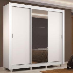 CLÓSET MDP CORREDIZO 215 X 170 X 46 CM BLANCO CON ESPEJO Y 2 CAJÓNES