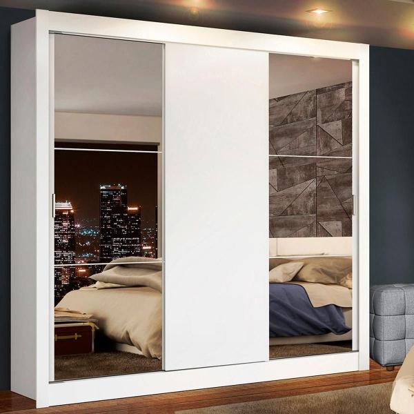 CLÓSET MDP CORREDIZO 205 X 170 X 46 CM BLANCO CON ESPEJO Y 4 CAJÓNES