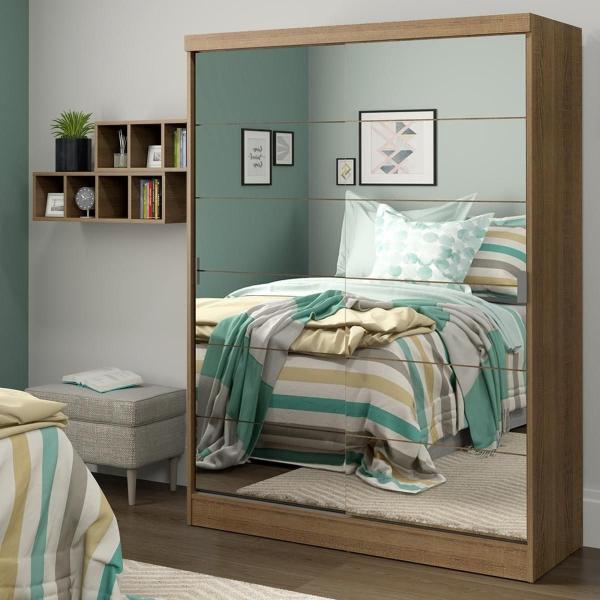 CLÓSET MDP CORREDIZO 183 X 119 X 54 CM CAFÉ CON ESPEJO Y 2 CAJÓNES