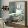 CLÓSET MDP CORREDIZO 183 X 119 X 54 CM CAFÉ CON ESPEJO Y 2 CAJÓNES