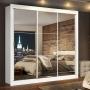 CLÓSET MDP CORREDIZO 205 X 170 X 46 CM BLANCO CON ESPEJO Y 2 CAJÓNES