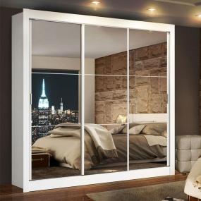 CLÓSET MDP CORREDIZO 205 X 170 X 46 CM BLANCO CON ESPEJO Y 2 CAJÓNES