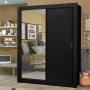 CLÓSET MDP CORREDIZA 205 X 117 X 46 CM NEGRO CON ESPEJO Y 4 CAJÓNES