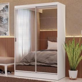 CLÓSET MDP CORREDIZO 183 X 119 X 54 CM BLANCO CON ESPEJOS Y 2 CAJÓNES