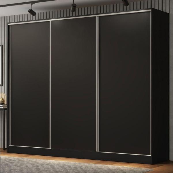 CLÓSET MDP CORREDIZA 218 X 231 X 55 CM NEGRO CON 4 CAJÓNES Y 8 REPISAS