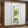 CLÓSET MDP CORREDIZO 205 X 180 X 54 CM BLANCO CON ESPEJO Y 4 CAJÓNES