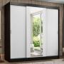 CLÓSET MDP CORREDIZO 205 X 180 X 54 CM BLANCO CON ESPEJO Y 4 CAJÓNES