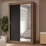 CLÓSET MDP CORREDIZA 205 X 117 X 51 CM NEGRO CON ESPEJO Y 4 CAJÓNES