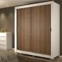 CLÓSET MDP CORREDIZO 215 X 117 X 46 CM CAFÉ Y BLANCO CON 4 CAJÓNES Y 6 PATAS
