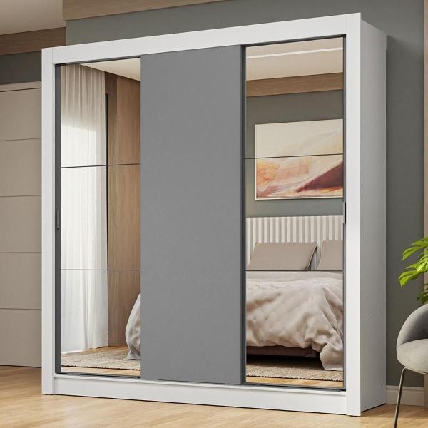 CLÓSET MDP CORREDIZA 205 X 170 X 51 CM GRIS CON 2 ESPEJOS