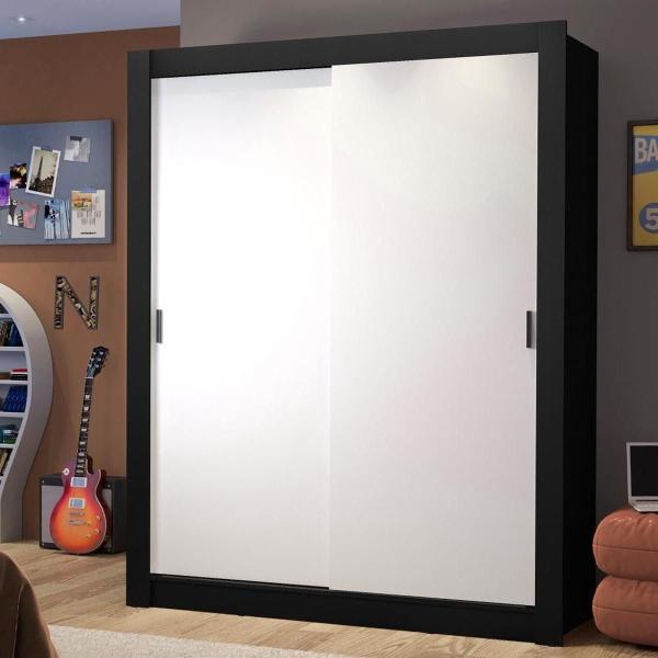 CLÓSET MDP CORREDIZA 205 X 117 X 46 CM BLANCO Y NEGRO CON 2 CAJÓNES SIN ESPEJO