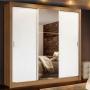 CLÓSET MDP CORREDIZO 205 X 170 X 46 CM BLANCO Y MARRÓN CON ESPEJO Y 4 CAJÓNES