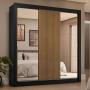 CLÓSET MDP CORREDIZA 205 X 170 X 51 CM CAFÉ CON ESPEJO Y 4 CAJÓNES