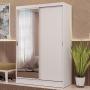 CLÓSET MDP CORREDIZA 183 X 119 X 54 CM BLANCO CON ESPEJO Y 2 CAJÓNES