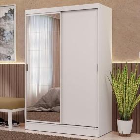 CLÓSET MDP CORREDIZA 183 X 119 X 54 CM BLANCO CON ESPEJO Y 2 CAJÓNES