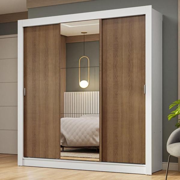CLÓSET MDP CORREDIZO 205 X 170 X 51 CM CAFÉ CON ESPEJO