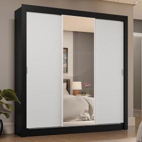 CLÓSET MDP CORREDIZO 205 X 170 X 51 CM BLANCO CON ESPEJO Y 4 CAJÓNES