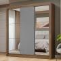 CLÓSET MDP CORREDIZA 205 X 170 X 51 CM GRIS CON 2 ESPEJOS