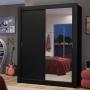 CLÓSET MDP CORREDIZO 205 X 117 X 51 CM NEGRO CON ESPEJO Y 2 CAJÓNES