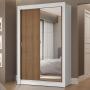 CLÓSET MDP CORREDIZO 205 X 117 X 51 CM CAFÉ CON ESPEJO Y 2 CAJÓNES