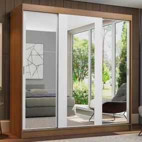 CLÓSET MDP CORREDIZA 205 X 180 X 54 CM BLANCO CON ESPEJO Y 4 CAJÓNES