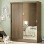 CLÓSET MDP CORREDIZO 183 X 120 X 53 CM CAFÉ CON ESPEJO Y 2 CAJÓNES