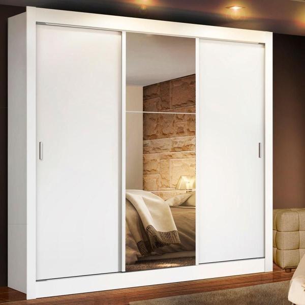 CLÓSET MDP CORREDIZO 205 X 170 X 51 CM BLANCO CON ESPEJO Y 2 CAJÓNES