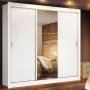 CLÓSET MDP CORREDIZO 205 X 170 X 51 CM BLANCO CON ESPEJO Y 2 CAJÓNES