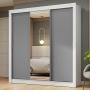 CLÓSET MDP CORREDIZA 205 X 170 X 51 CM GRIS CON ESPEJO