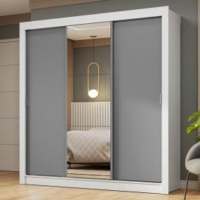 CLÓSET MDP CORREDIZA 205 X 170 X 51 CM GRIS CON ESPEJO
