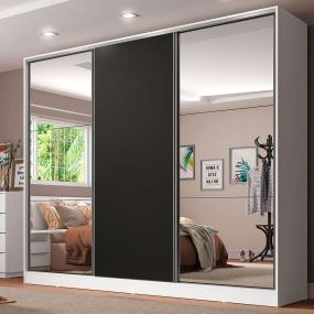 CLÓSET MDP CORREDIZA 218 X 231 X 55 CM NEGRO CON ESPEJO Y 4 CAJÓNES