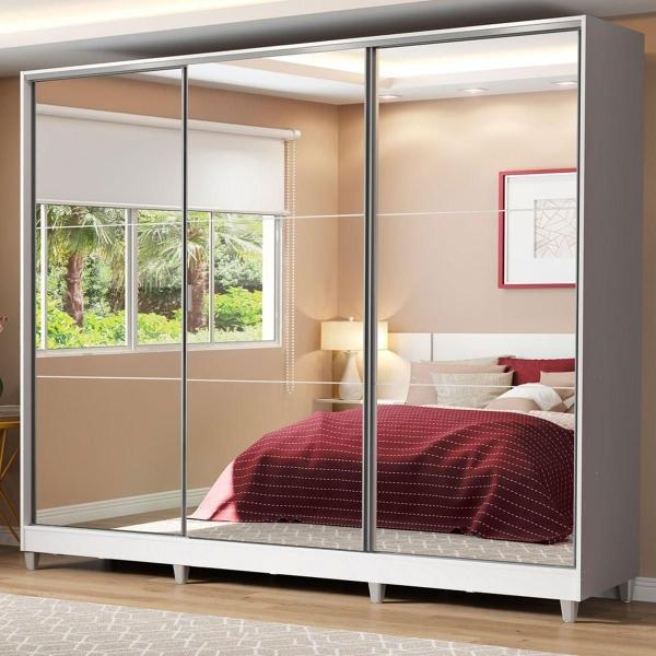 CLÓSET MDP CORREDIZO 228 X 231 X 55 CM BLANCO CON ESPEJO Y CAJÓNES