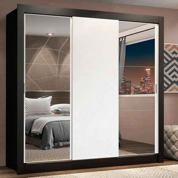 CLÓSET MDP CORREDIZO 205 X 170 X 46 CM BLANCO CON ESPEJO Y 4 CAJÓNES