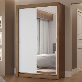 CLÓSET MDP CORREDIZA 205 X 117 X 51 CM BLANCO CON ESPEJO Y 2 CAJÓNES