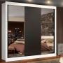 CLÓSET MDP CORREDIZO 205 X 170 X 46 CM NEGRO CON ESPEJO Y CAJÓNES
