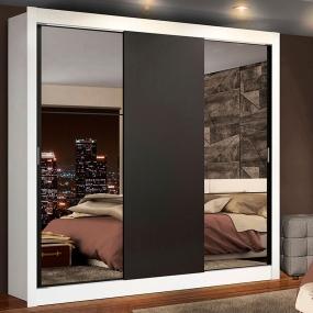 CLÓSET MDP CORREDIZO 205 X 170 X 46 CM NEGRO CON ESPEJO Y CAJÓNES