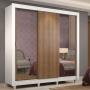 CLÓSET MDP CORREDIZO 215 X 170 X 46 CM CAFÉ Y BLANCO CON ESPEJO Y 2 CAJÓNES