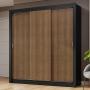 CLÓSET MDP CORREDIZO 205 X 170 X 51 CM CAFÉ SIN ESPEJO