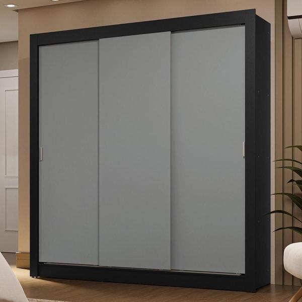 CLÓSET MDP CORREDIZO 205 X 170 X 51 CM GRIS CON 2 CAJÓNES