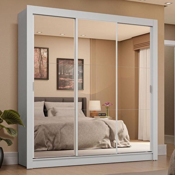 CLÓSET MDP CORREDIZA 205 X 170 X 51 CM BLANCO CON ESPEJO Y 4 CAJÓNES