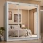 CLÓSET MDP CORREDIZA 205 X 170 X 51 CM BLANCO CON ESPEJO Y 4 CAJÓNES