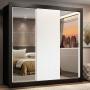 CLÓSET MDP CORREDIZO 205 X 170 X 46 CM BLANCO Y NEGRO CON ESPEJO Y 2 CAJÓNES