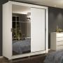 CLÓSET MDP CORREDIZA 215 X 117 X 46 CM BLANCO CON ESPEJO 2 CAJÓNES